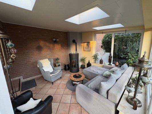 Wintergarten mit Pelletofen