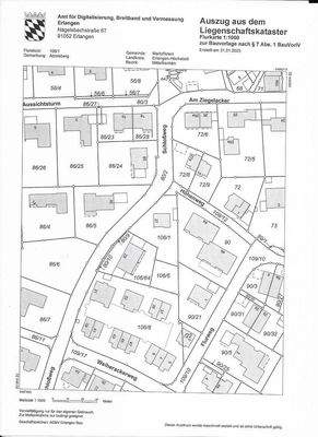 Katasterauszug mit Flurkarte