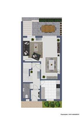 Erdgeschoss mit angedeutetem Aussenbereich