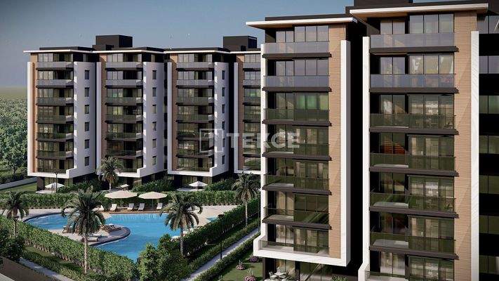 Flats with En-suite Bathrooms in a Project in Kepez Antalya