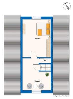 Obergeschoss mit Mustermöblierung