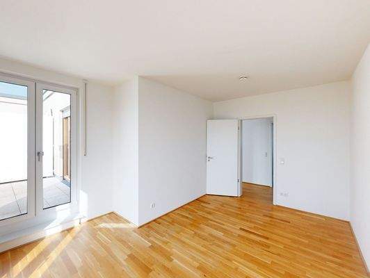 Schlafzimmer 3 mit Zugang zur Dachterrasse