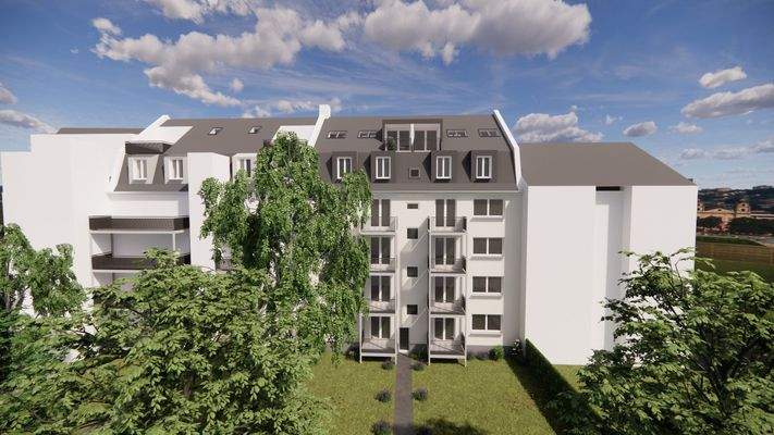 Animation Gartenansicht nach Aufstockung