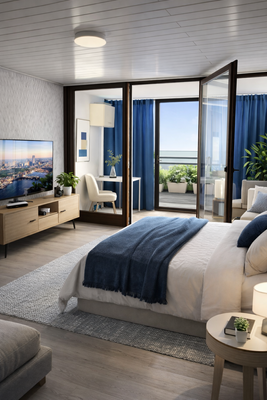 Wohnzimmer Sicht zu Balkon