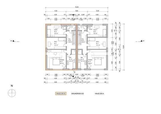Grundriss Obergeschoss (Haus B)