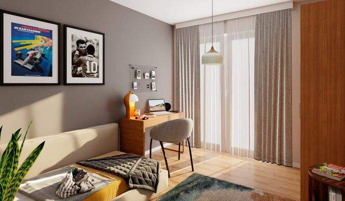 Ein hell erleuchtetes Kinderzimmer