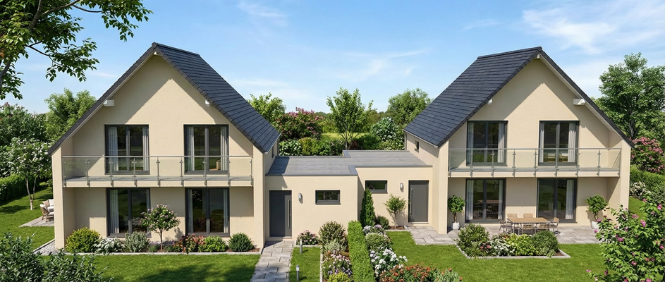 Hausansicht Garten Beispiel