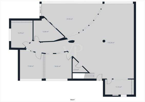 Grundriss der Gewerbefläche im EG