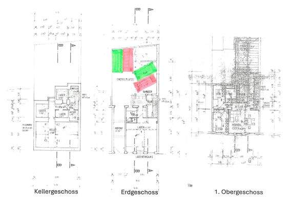 41. Grundrisse, KG, EG, 1.OG
