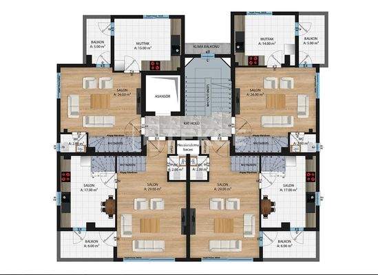 Properties in a Central Location Near the Old Town in Antalya