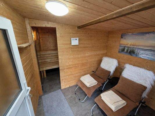 Sauna in der Gartenhütte