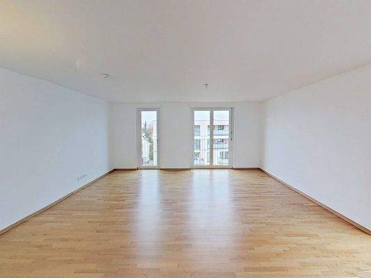 Ansicht II: Wohn- und Esszimmer mit offenem Küchenbereich