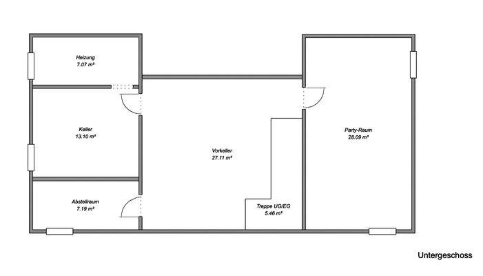 Grundriss Teilkeller skizziert