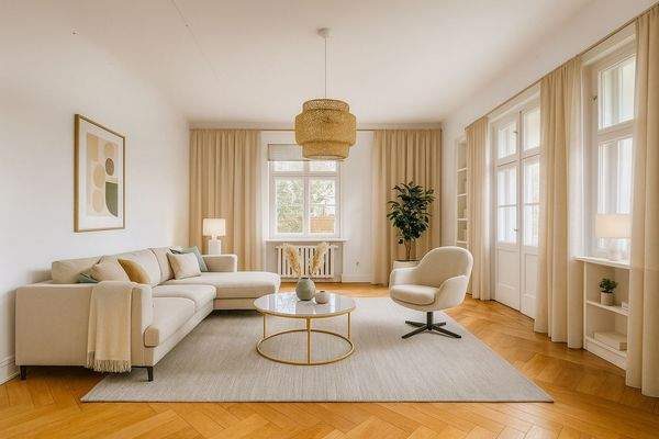  Visualisierung Wohnzimmer mit Zugang zur Loggia