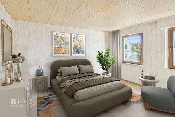 Schlafzimmer OG virtuell möbliert 