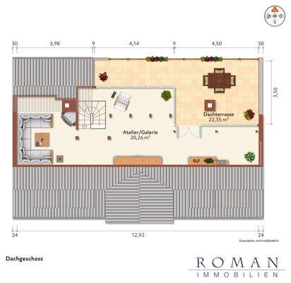 Grundriss DG mit Möblierungsvorschlag