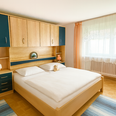 Schlafzimmer mit KI generiert und eingerichtet als Wohnbeispiel