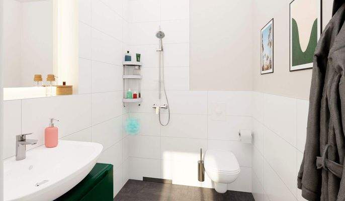 Bad mit bodengleicher Dusche