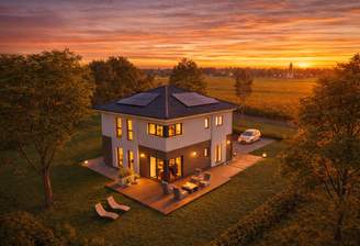 Sonnenuntergang Stadtvilla