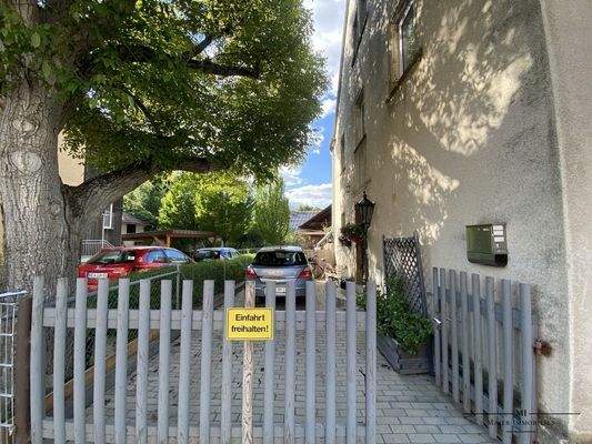 Einladende Einfahrt unter altem Baumbestand