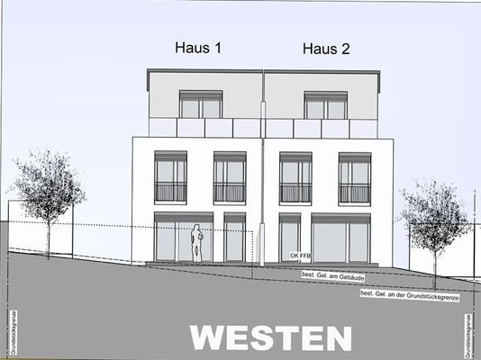 Ansicht Westen Haus 1 + 2