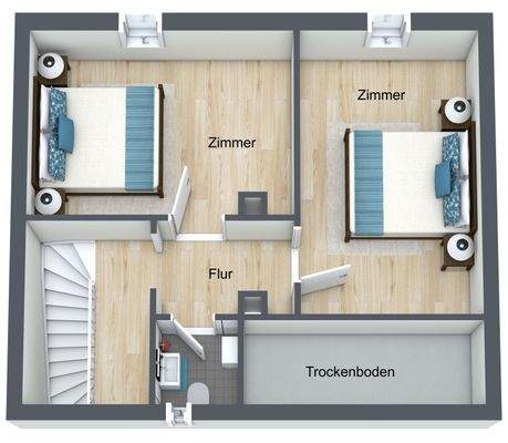 3 Grundriss - Dachgeschoss - 3D