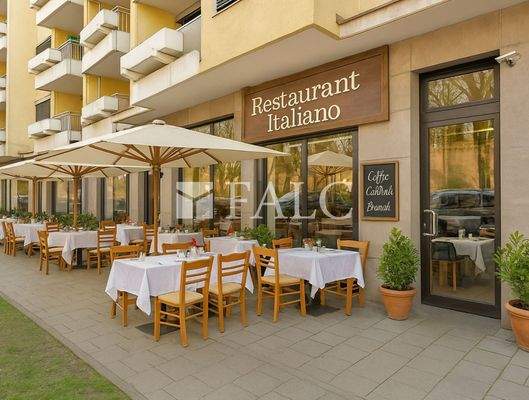 Restaurant mit Außentischen KI generiert