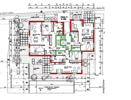 Grundriss EG mit Maßen Haus A 