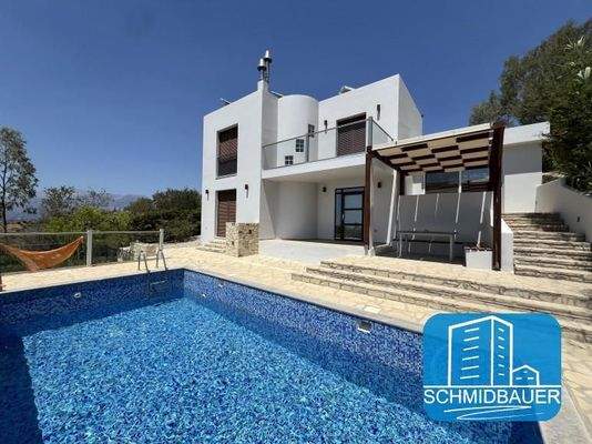 Kreta, Listaros: Modern gebaute Villa mit herrlichem Meerblick
