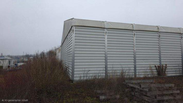 Seitenansicht der Halle