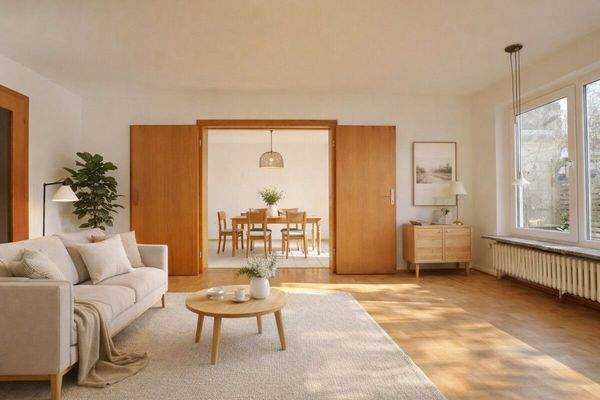 Blick In das Esszimmer (KI-Staging)