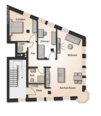 Grundriss II.OG möbliert