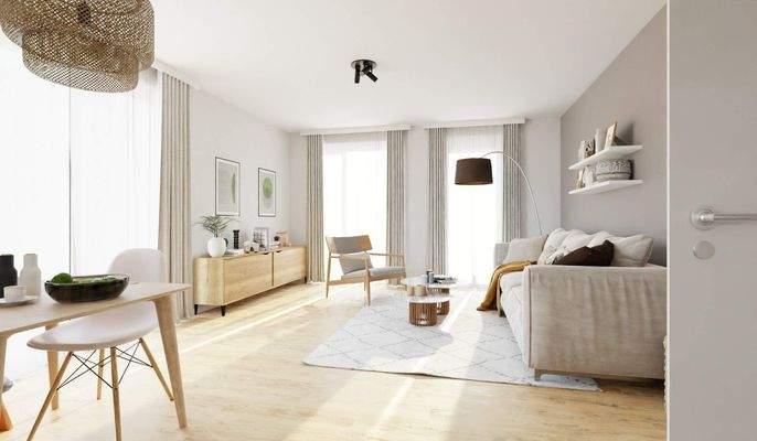 Lichtdurchfluteter Wohnbereich dank bodentiefer Fe