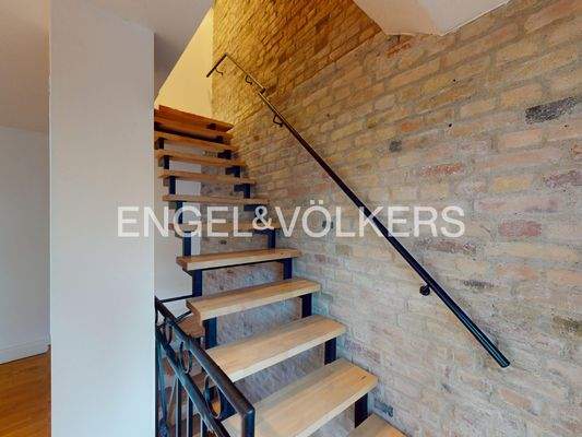 Treppenaufgang mit stilvoller Ziegelsteinmauer
