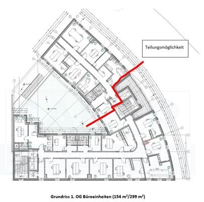 Grundriss 1. OG mögliche Teilung eingezeichnet