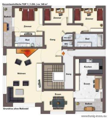 Grundriss TOP 1 ohne Maßstab