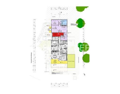 Grundriss Whg. 3 unten grau markiert