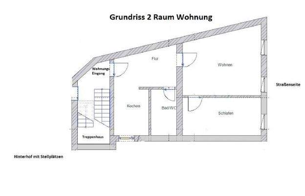 Grundriss 2 Raum Whg 57m²
