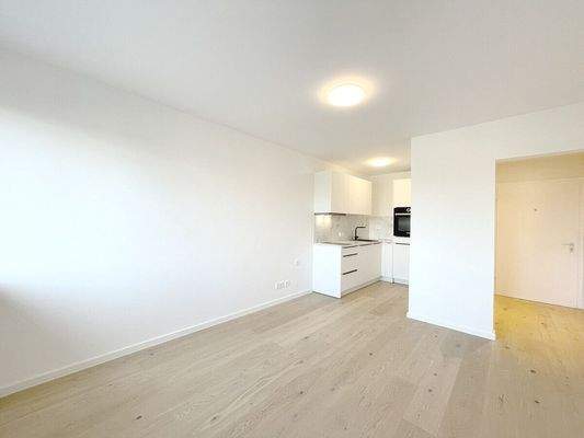 Blick durch das Wohnzimmer in Richtung Küche