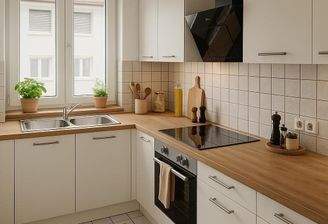 Küche mit Einbauküche  (ohne Möbel und Deko)