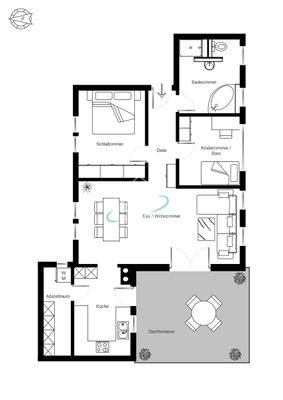 Grundriss Wohnung im 1. Obergeschoss
