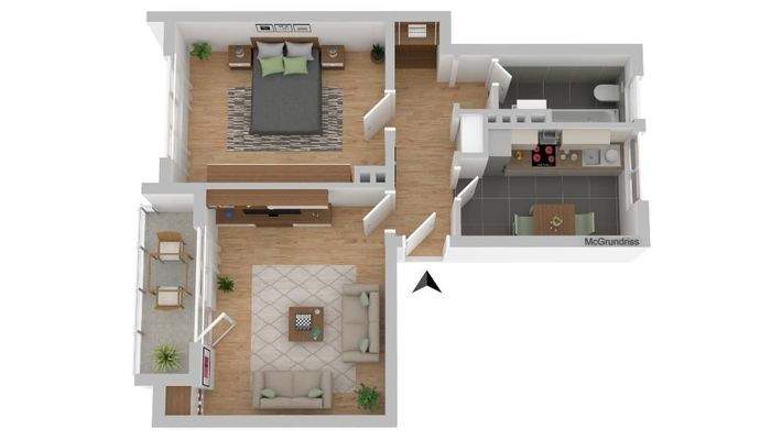 Grundriss bspl möbliert