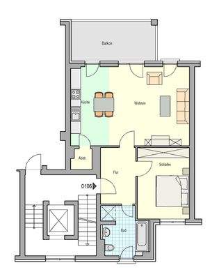 Grundriss 2-Zimmer-Wohnung