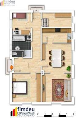 Grundriß mit Möblierungsbeispiel