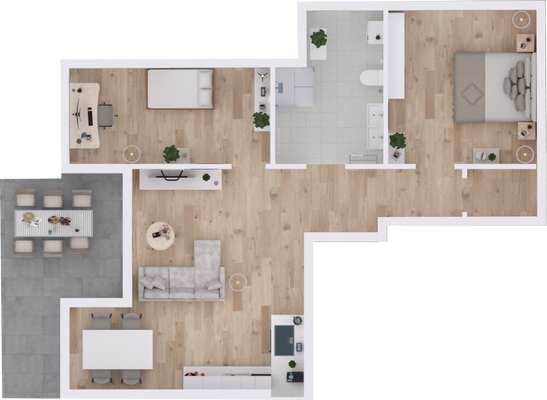 Grundriss W1 - 82m²