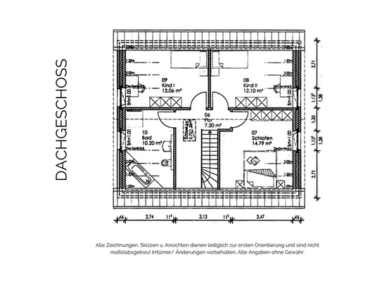 Skizze Dachgeschoss EFH Lottorf