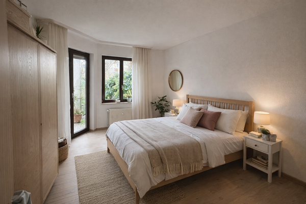 Schlafzimmer visuell aufgehübscht