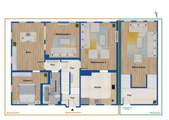 Grundriss OG WE I und II