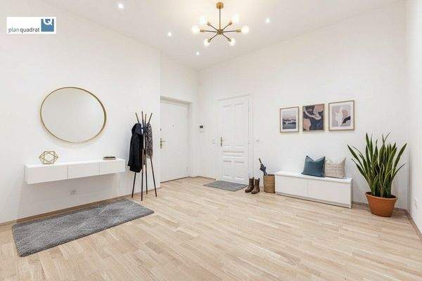 Vorraum (gem. Grundriss-Skizze) - Möblage ist KI-generiert und nicht Teil des Mietgegenstandes