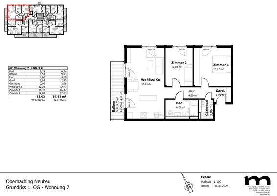 Grundriss 1. OG - Wohnung 7